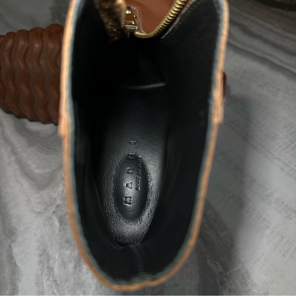MARNI Brown Leather Ankle-High Boots - Picture 10 of 11
